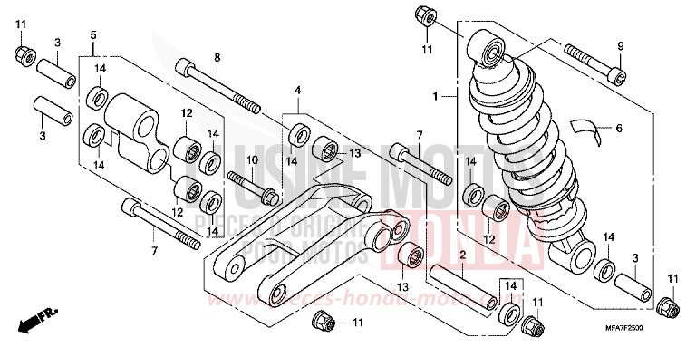 REAR CUSHION for CBF1000 ABS BOMBAY ORANGE METALLIC (YR254) from 2007